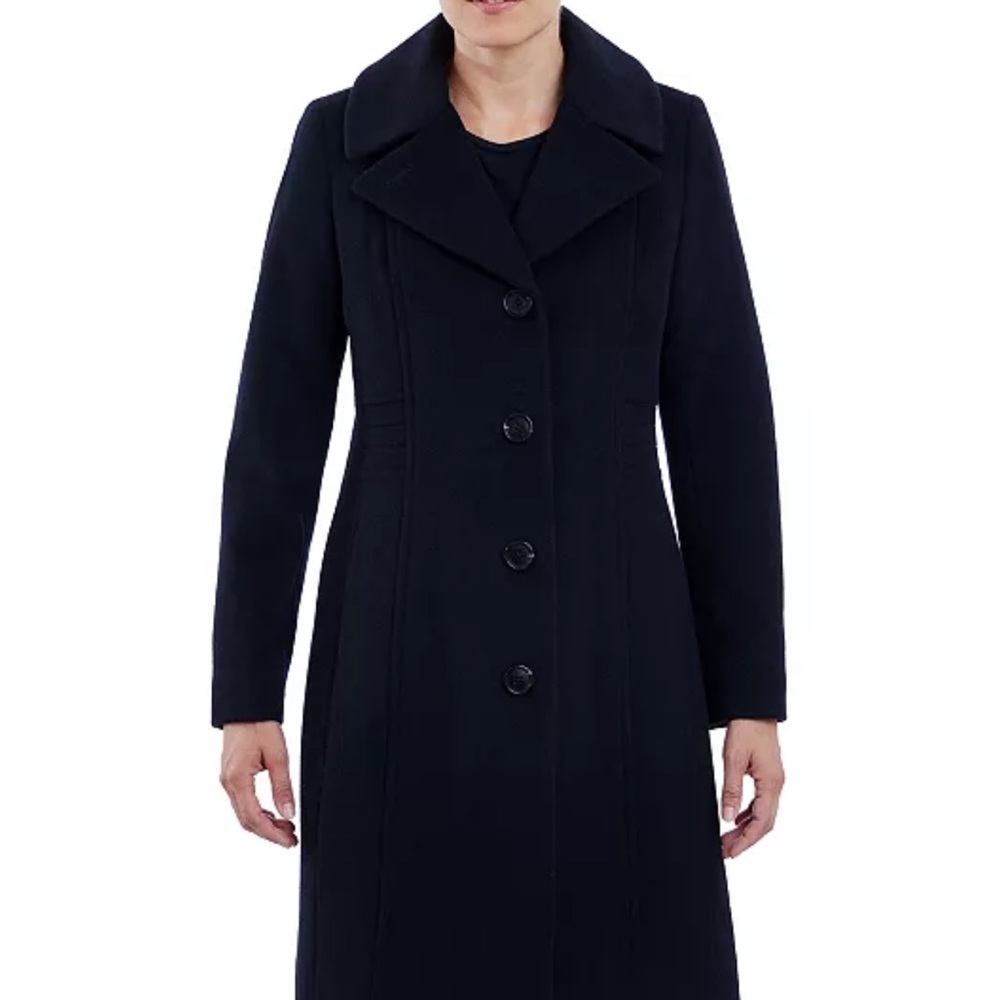 NEW Women’s Sears Braeton Black Trench Peacoat Lined Jacket and Plaid Scarf